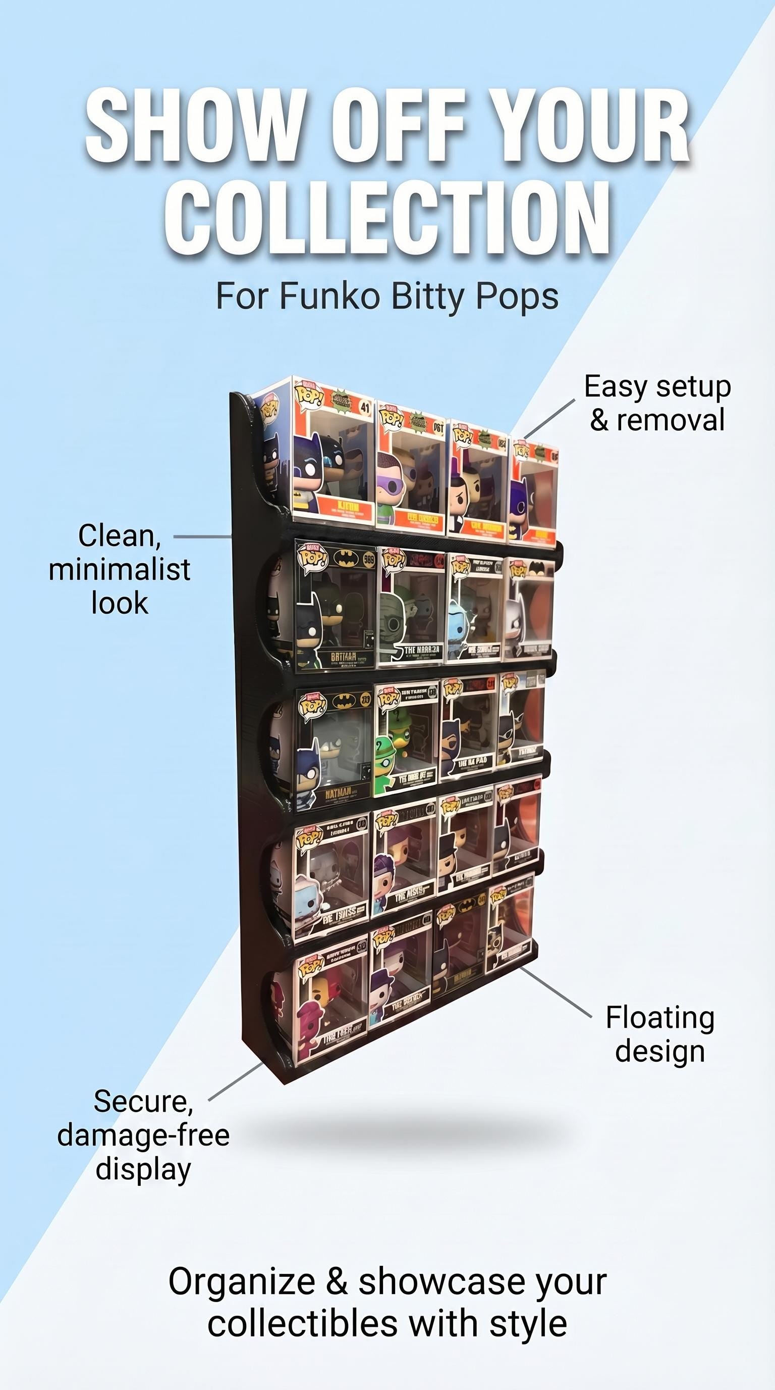 Wall Mounted Display For Individual Funko BITTY Pops